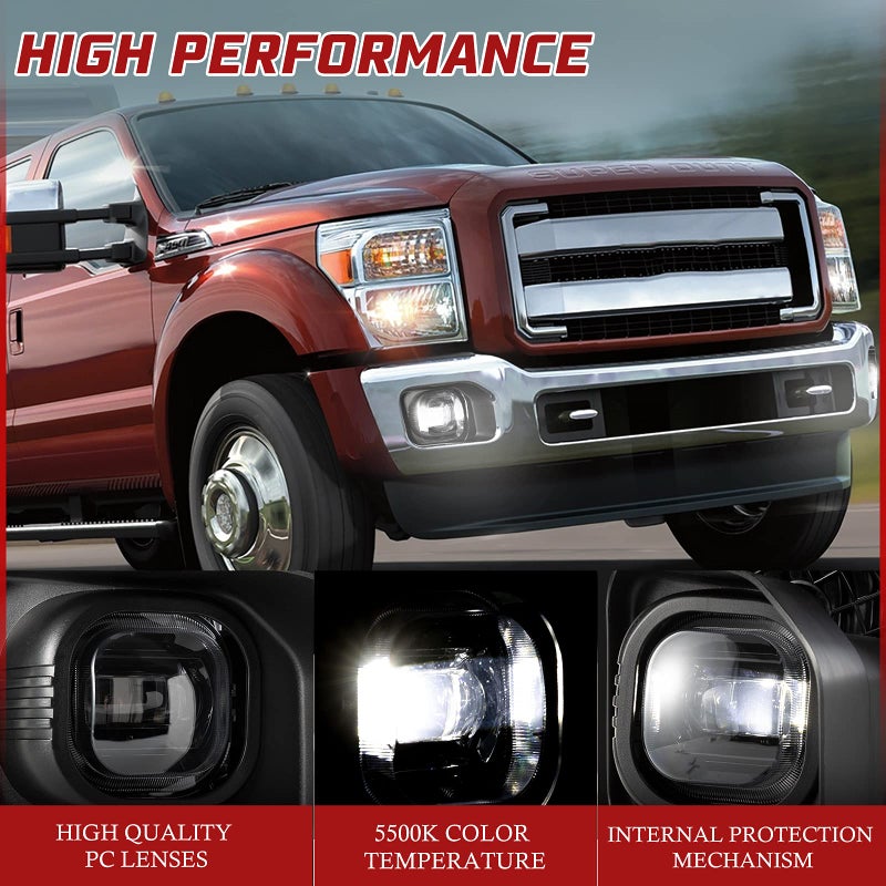 BUNKER INDUST LED Fog Lights for Ford F250/F350/F450 2011 2012 2013 2014 2015 2016, Bumper Driving Fog lamp Kit Complete Set Fog Light with Mounting Kit and Bezel Cover - Image 4